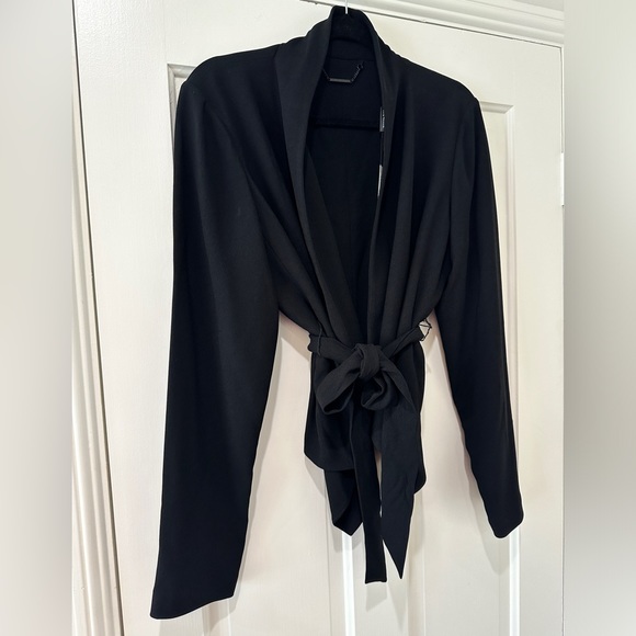 Elie TAHARI open front black tie waist JEMM blazer jacket - Picture 2 of 11